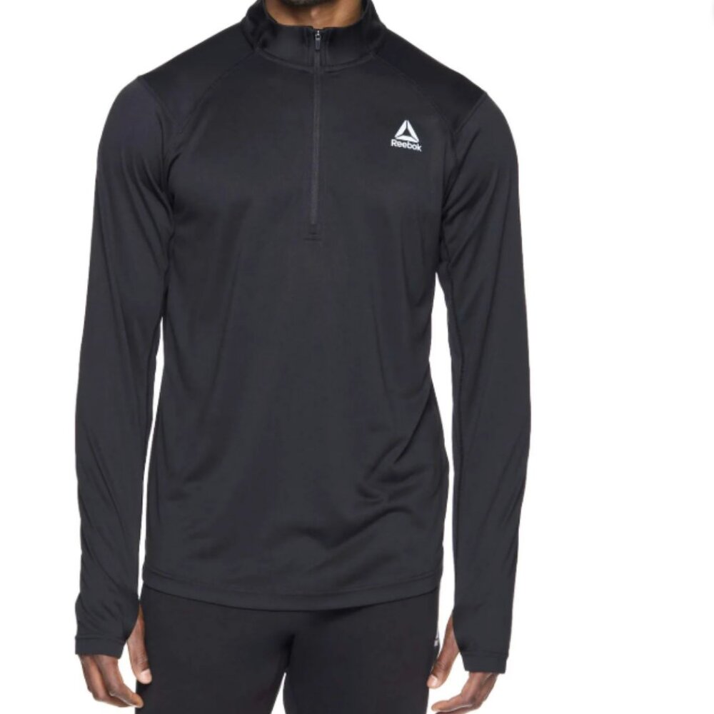 NWT Reebok Men's Trail Quarter-Zip Active Black Pullover Sweatshirt Size XL !